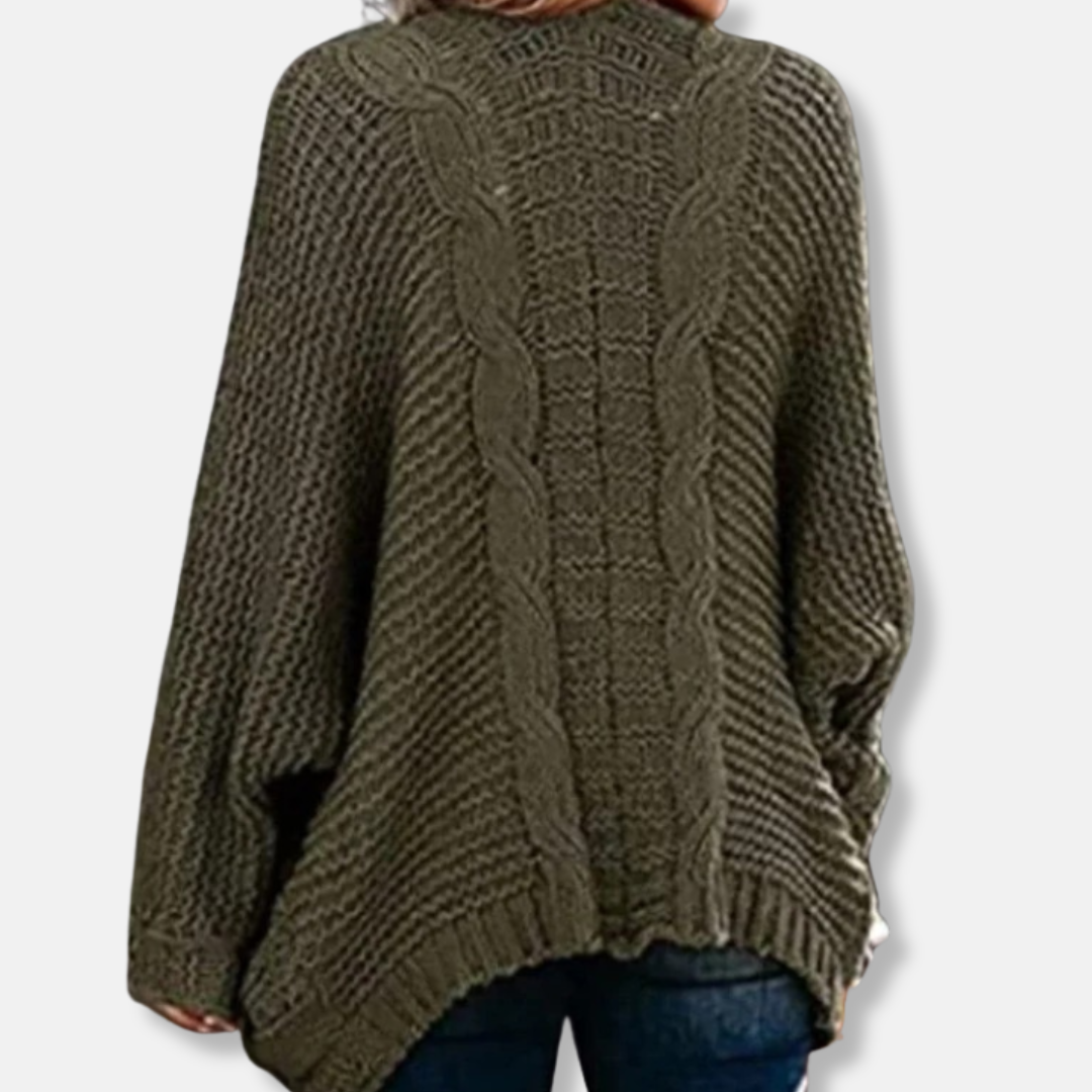 Drune | Woll Übergroßer Cardigan - Gerippter Offener Fronttaschen Cardigan