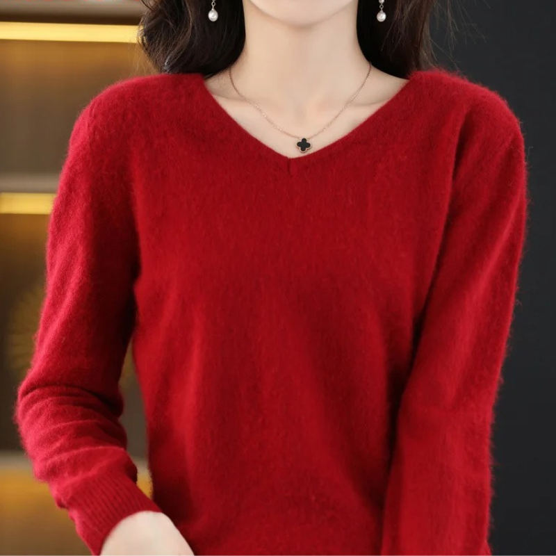 Drune | Cashmere Pullover Damen V-ausschnitt Leichter und Weicher Strickpullover