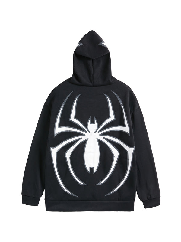 Drune | Hoodie mit Reißverschluss und Spinnenprint