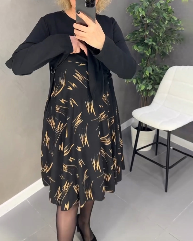 Drune | Printkleid mit Lockerem Schnitt und Rundhalsausschnitt