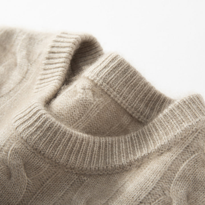Herren-Kaschmirpullover, Zopfmuster, schweres Strickdesign