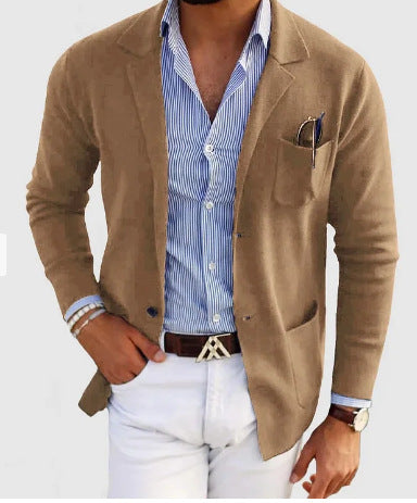 Drune | Herren Strickjacke Mit Lässigen Knöpfen, Taschen Und Reverskragen, Einfarbig, Langärmelig