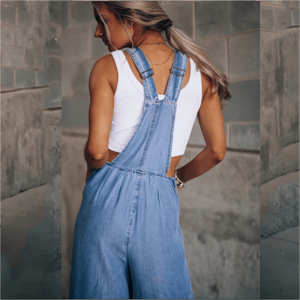 Drune | Damen Denim-Overalls mit weitem Bein Design
