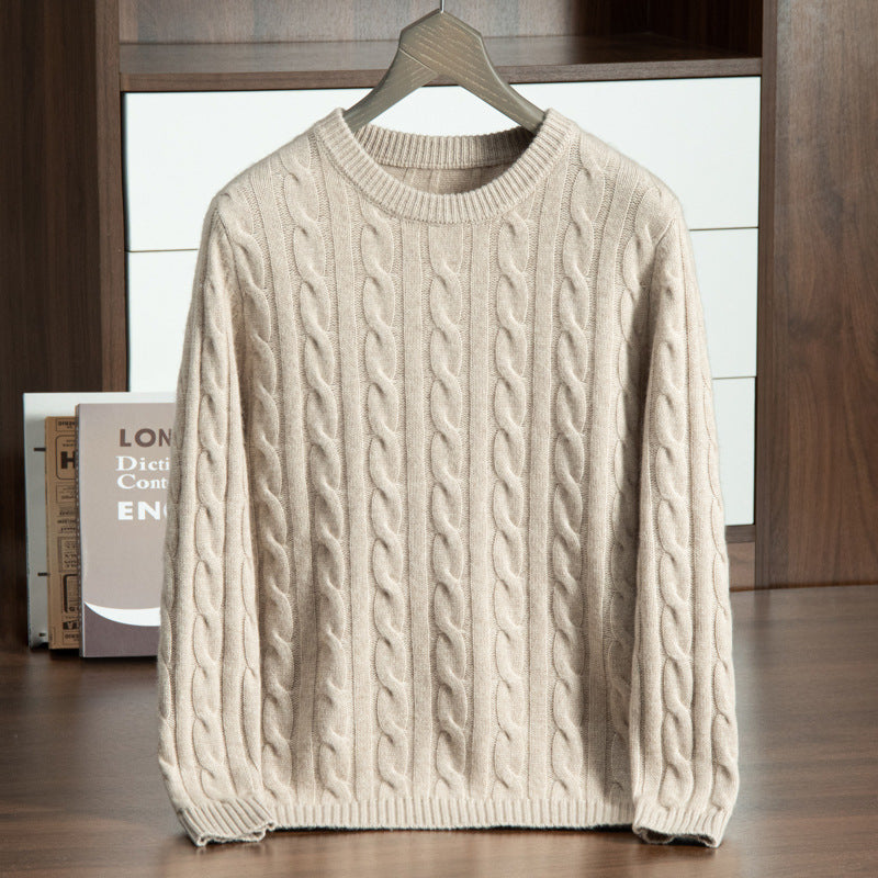 Herren-Kaschmirpullover mit Stehkragen und Jacquard-Muster