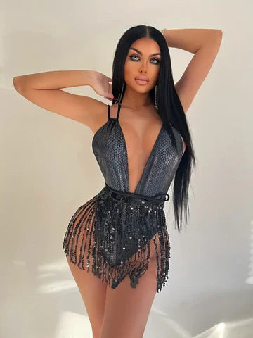Drune | Monokini Mit Schlangenprint & Pailletten Pure Glamour & Stil
