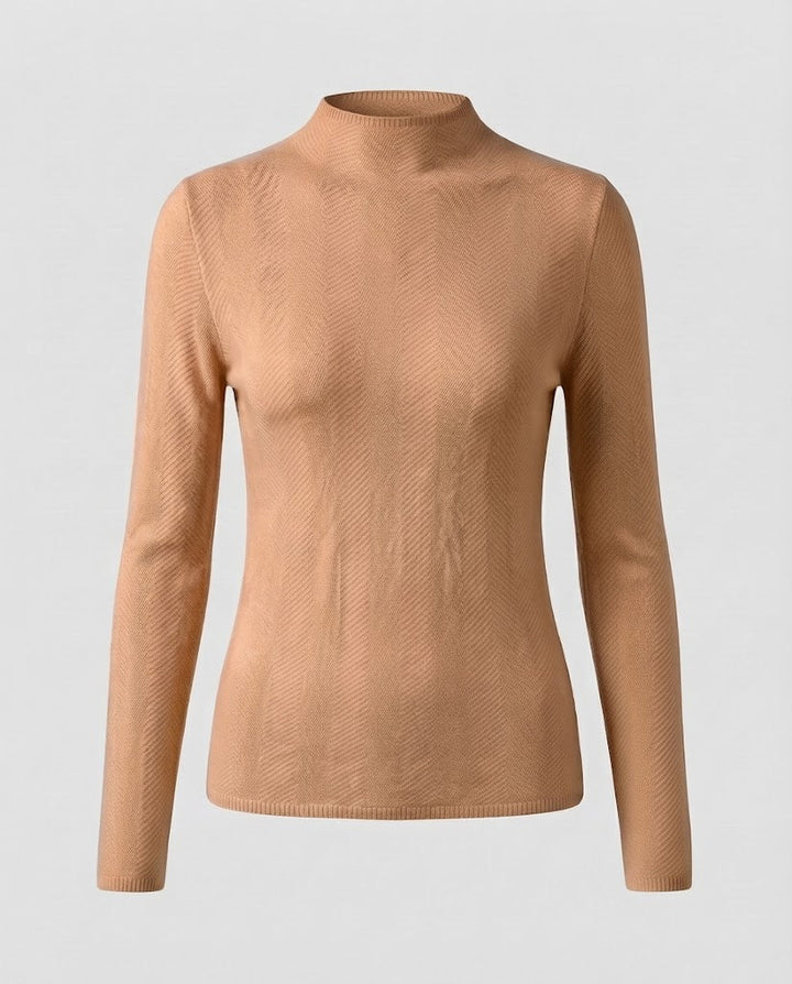 Damen Feiner Minimalistischer Stehkragenpullover aus anschmiegsamem Feinstrick Drune