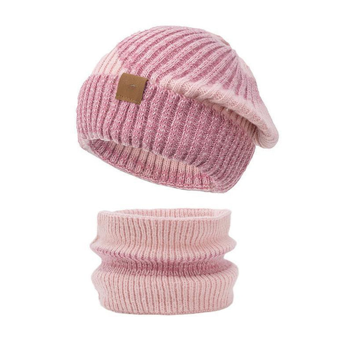 Damen Strickmütze und Schal Set, gefüttert, zweifarbig