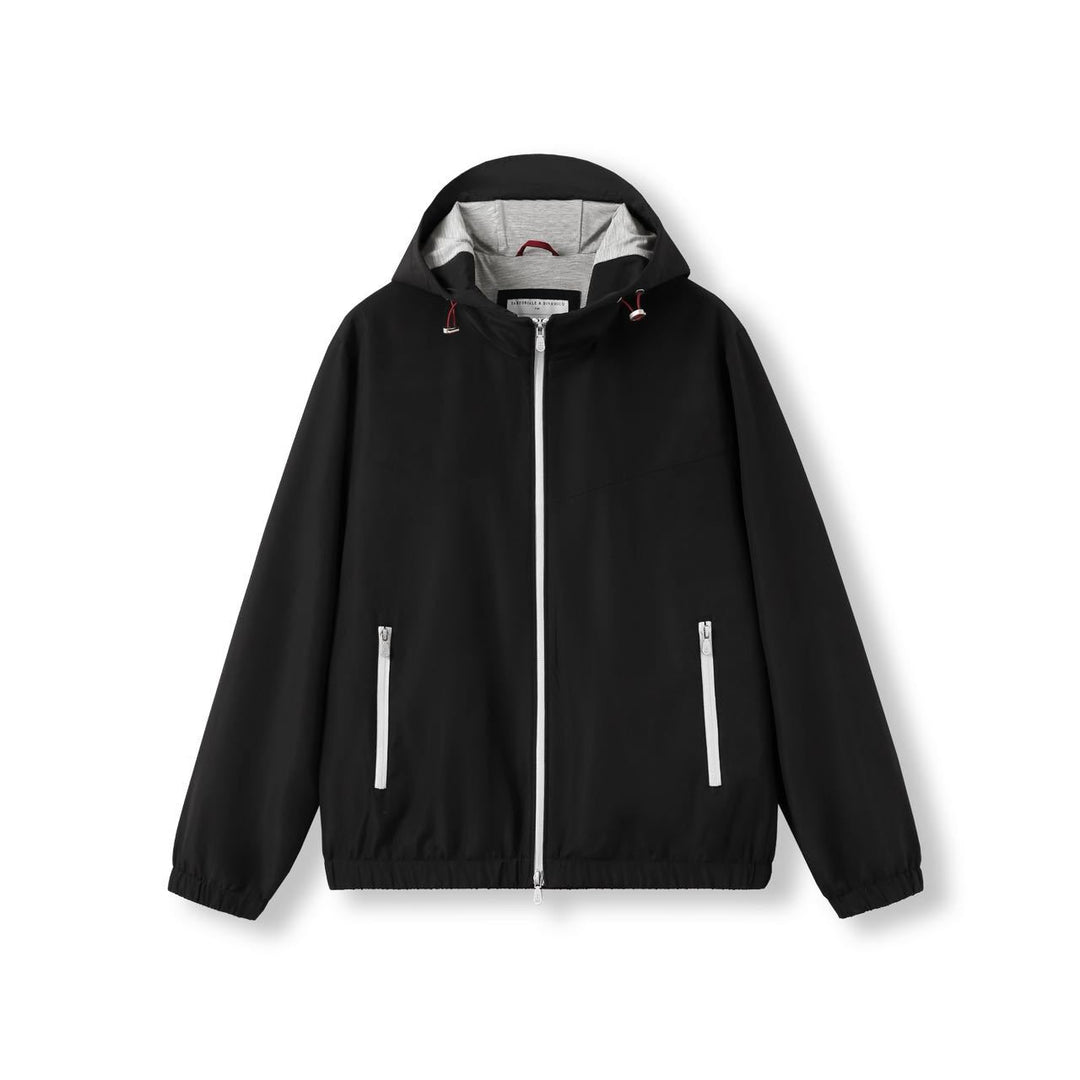 Elegante Herren-Kapuzenjacke, Wolle und Seide