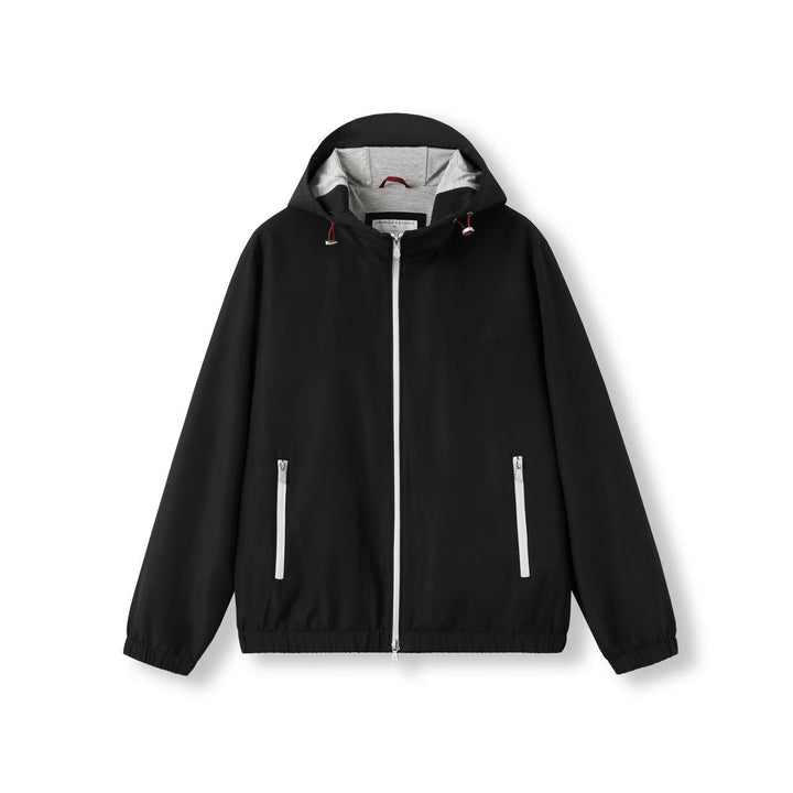 Elegante Herren-Kapuzenjacke, Wolle und Seide