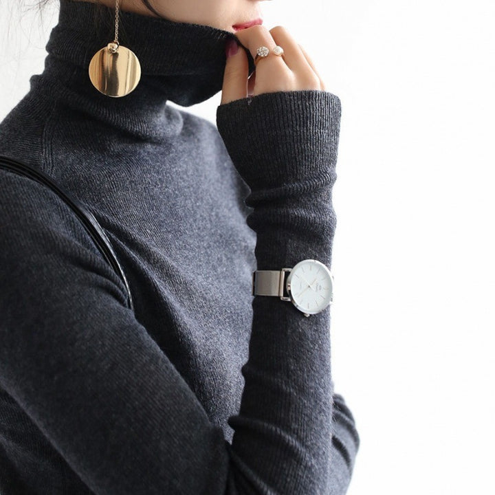 Eleganter Damen-Rollkragenpullover, schmal geschnitten