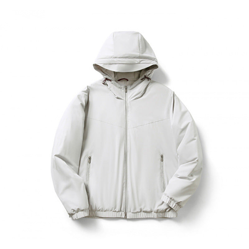Elegante Herren-Kapuzenjacke, Wolle und Seide