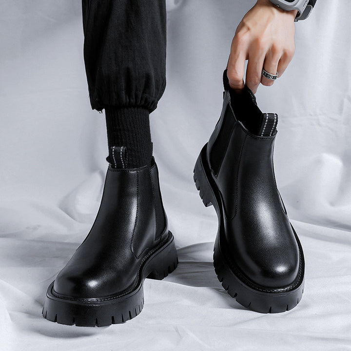 Herren-Chelsea-Stiefel, Mikrofaser, Gummisohle