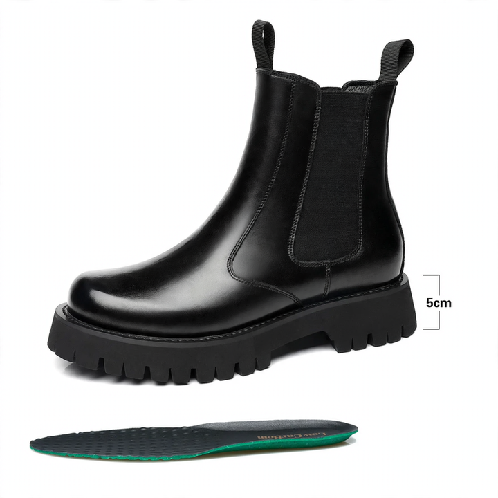 Herren-Martinsstiefel, Echtleder, gefüttert, Plateau