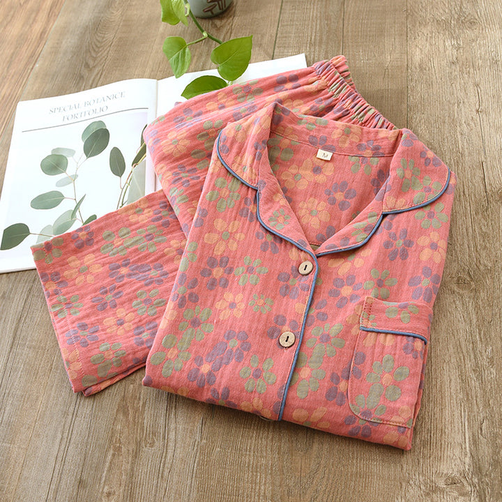 Damen-Schlafanzug aus Baumwoll-Jacquard