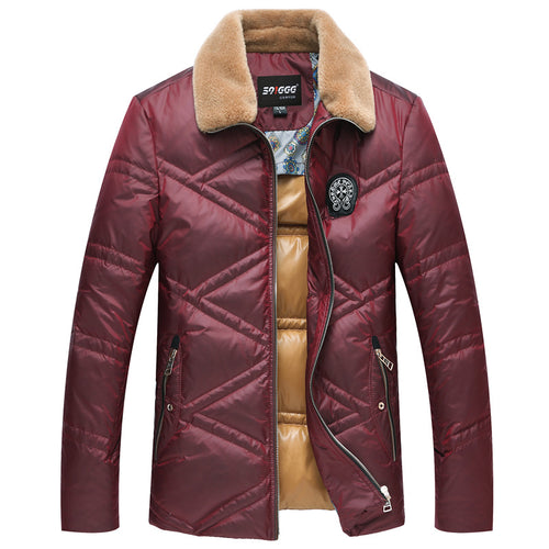 Herren Wattierte Kurzjacke mit Teddykragen und Wappenapplikation Drune