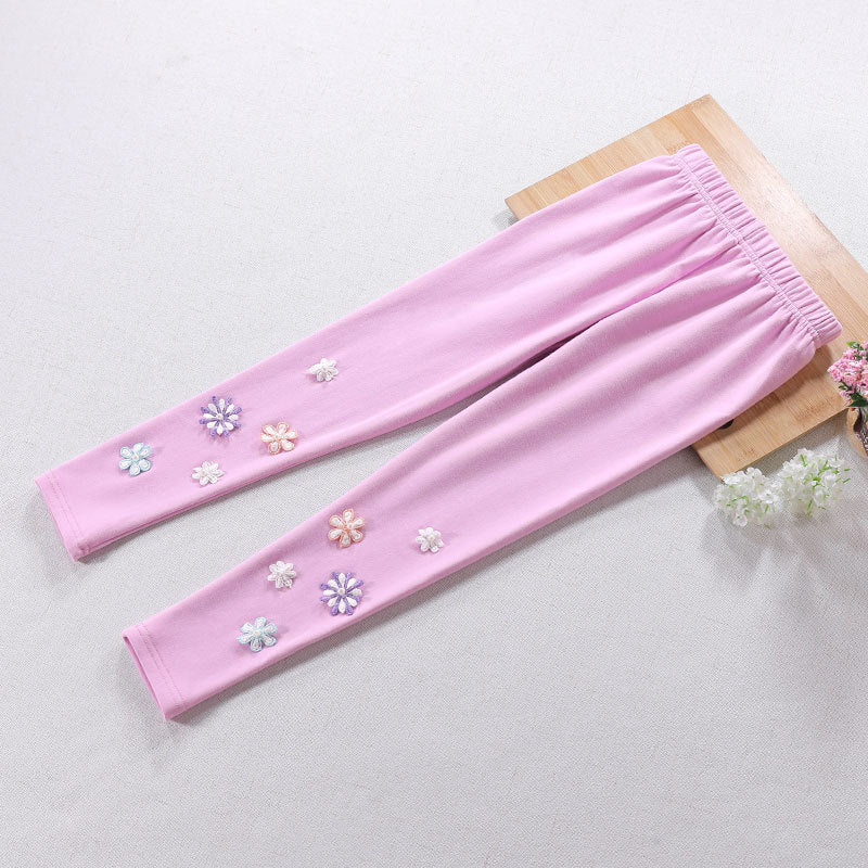 Mädchen Leggings mit floralem Applikationsdesign Drune