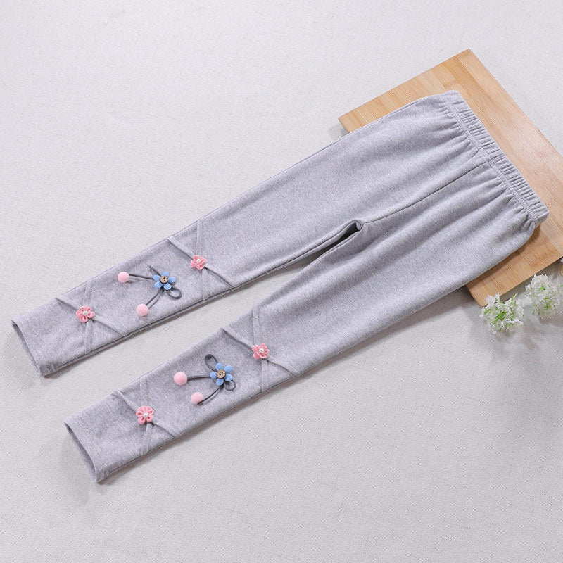 Mädchen Leggings mit floralen Applikationen Drune