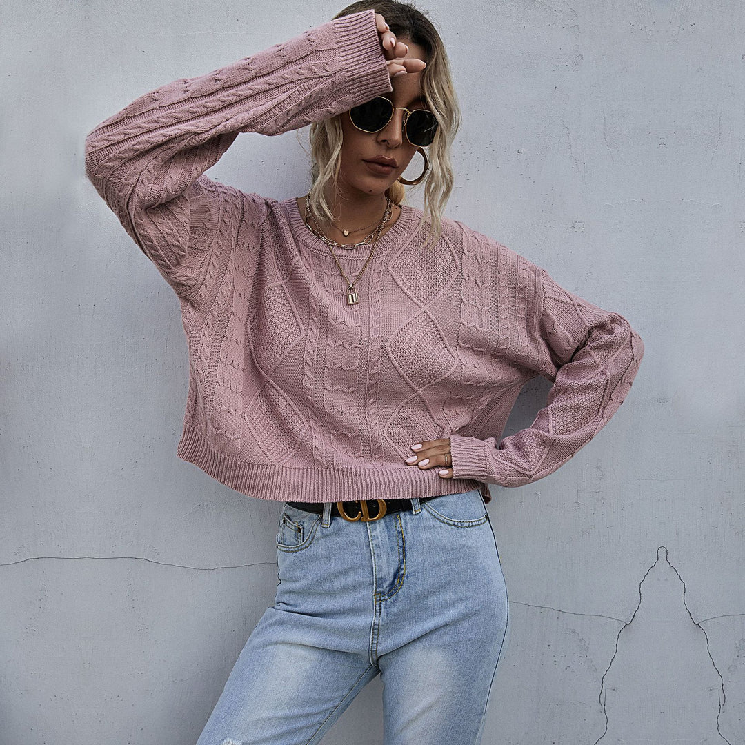 Damen Oversize Zopfstrickpullover mit Ajourdetails Drune