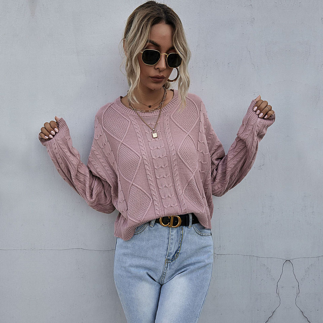 Damen Oversize Zopfstrickpullover mit Ajourdetails Drune