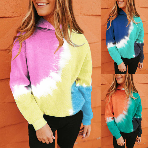 Damen Oversized Kapuzenpullover mit modischem Batikdesign Drune