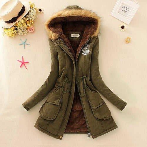 Damen Gefütterter Parka mit Kunstfellkapuze und Teddyfutter Drune