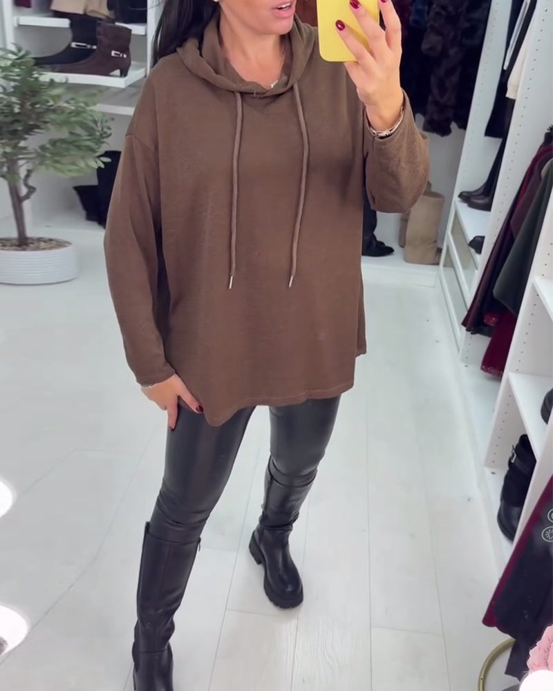 Drune | Weite Uni Langarm Kapuzenpullover