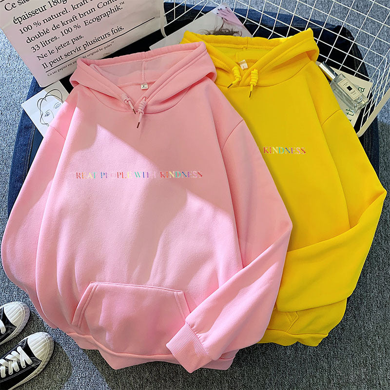 Damen nan lässiger Oversize-Kapuzenpullover mit holografischem Schriftzug, Kängurutasche und angerautem Fleece Drune