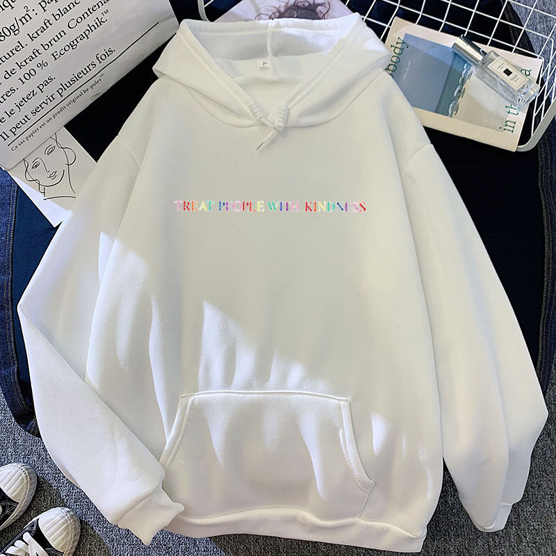 Damen nan lässiger Oversize-Kapuzenpullover mit holografischem Schriftzug, Kängurutasche und angerautem Fleece Drune