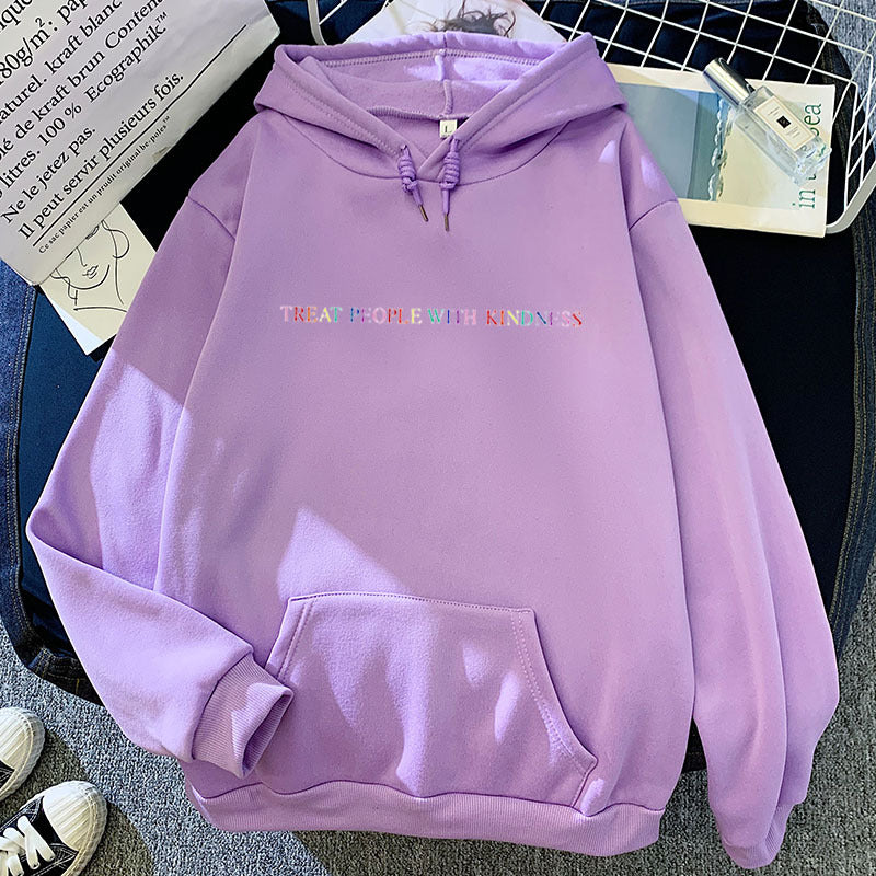 Damen nan lässiger Oversize-Kapuzenpullover mit holografischem Schriftzug, Kängurutasche und angerautem Fleece Drune