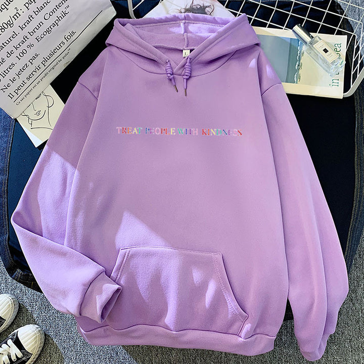 Damen nan lässiger Oversize-Kapuzenpullover mit holografischem Schriftzug, Kängurutasche und angerautem Fleece Drune
