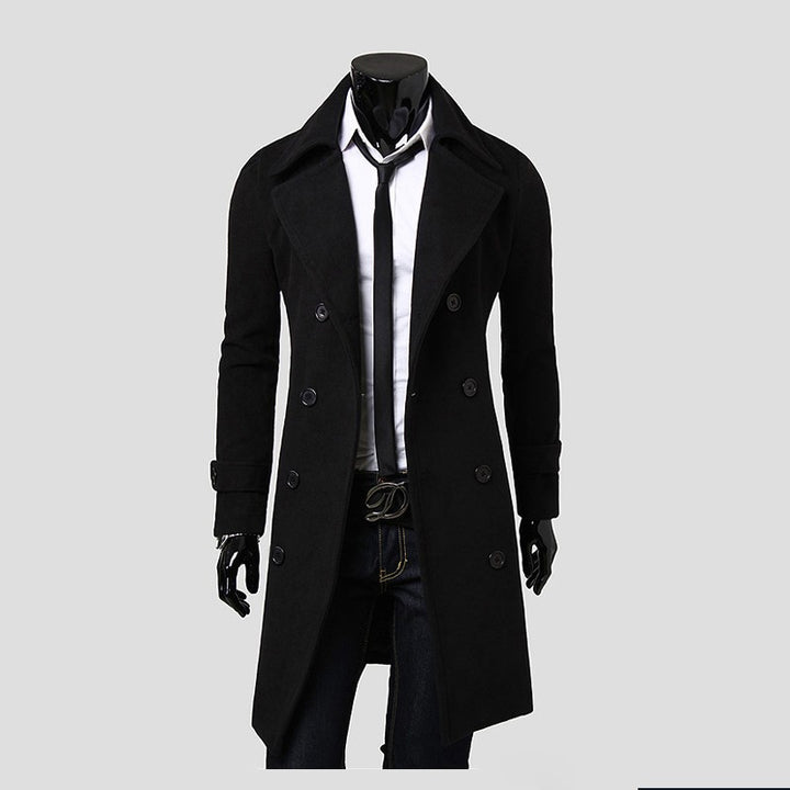 Herren nan eleganter doppelreihiger Mantel mit schmaler Taillierung und breitem Revers Drune