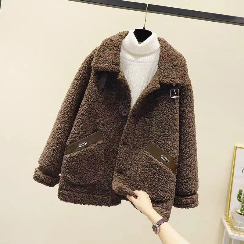Lammfleece-Imitat Jacke für Damen, Herbst und Winter