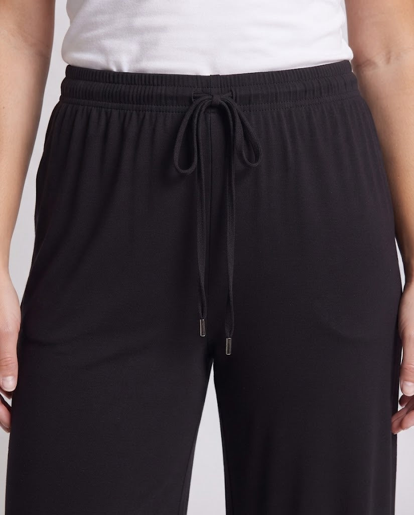 Damen Weite High‑Waist Loungehose aus weichem Jersey mit Tunnelzug Drune