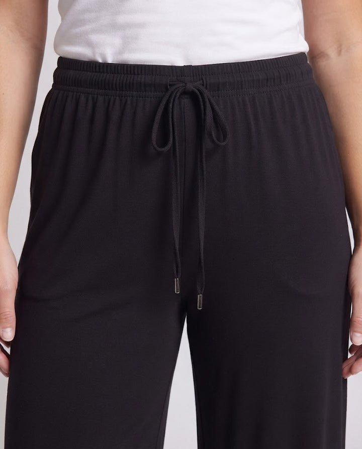 Damen Weite High‑Waist Loungehose aus weichem Jersey mit Tunnelzug Drune