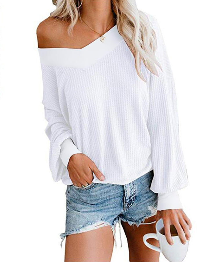 Damen weicher und lässiger Pullover mit asymmetrischem Ausschnitt Drune