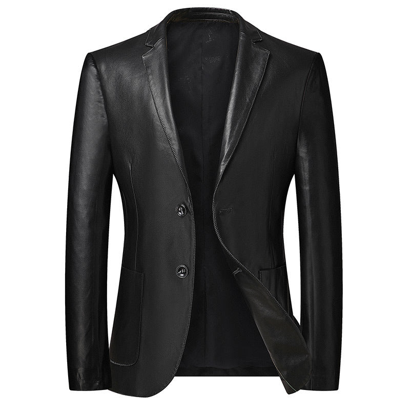 Herren Elegantes Leder-Sakko im Blazer-Cut mit feiner Glattleder-Optik Drune