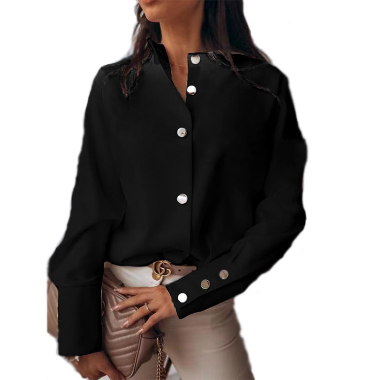 Damen elegante Bluse mit modernen Druckknöpfen und lässigem Schnitt Drune