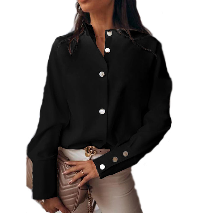 Damen elegante Bluse mit modernen Druckknöpfen und lässigem Schnitt Drune