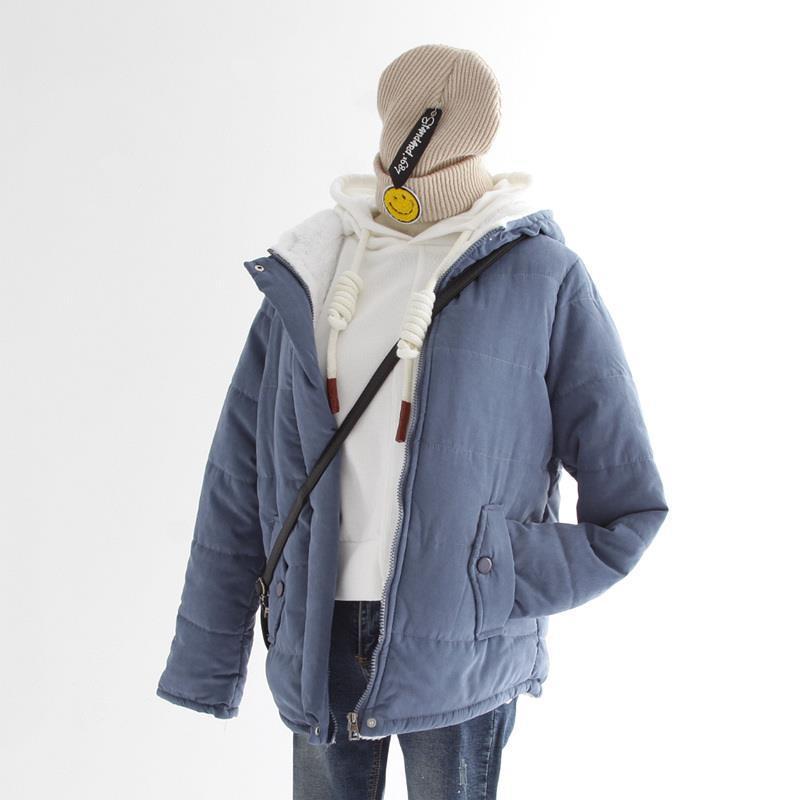 Damen nan gesteppte Kapuzen-Kurzjacke mit Teddyfutter, verdecktem Reißverschluss und aufgesetzten Pattentaschen Drune