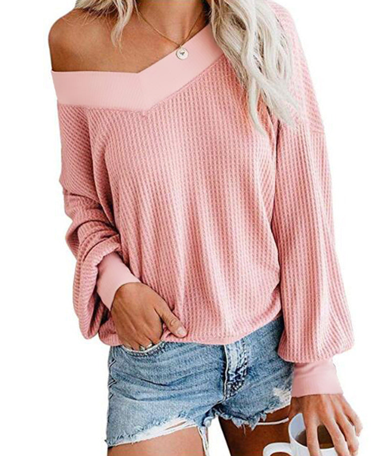 Damen weicher und lässiger Pullover mit asymmetrischem Ausschnitt Drune