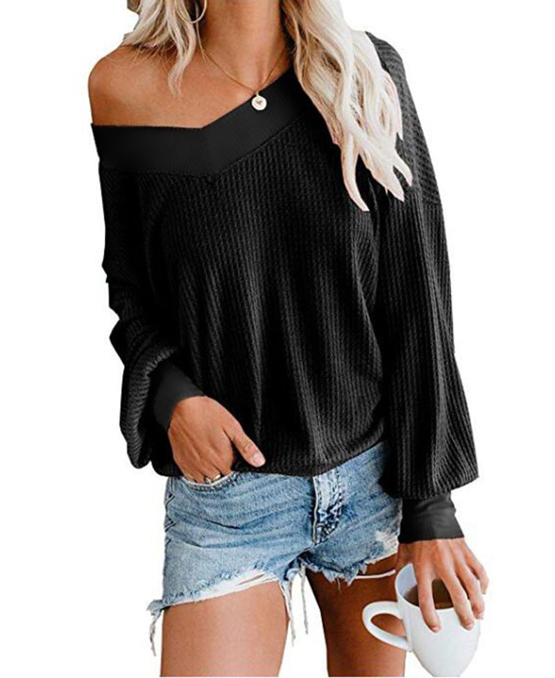 Damen weicher und lässiger Pullover mit asymmetrischem Ausschnitt Drune