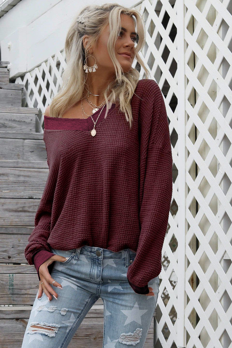 Damen weicher und lässiger Pullover mit asymmetrischem Ausschnitt Drune