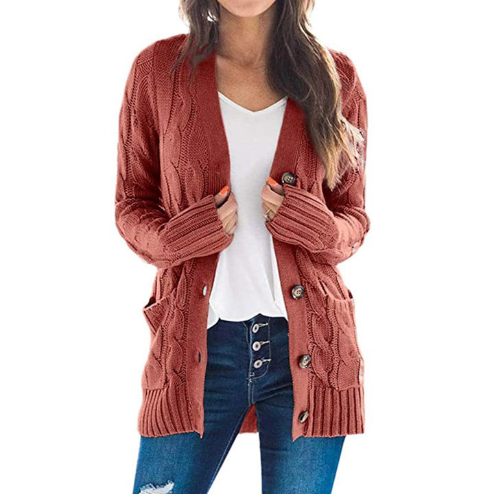Damen Grobstrickjacke mit großen Knöpfen und praktischen Taschen Drune
