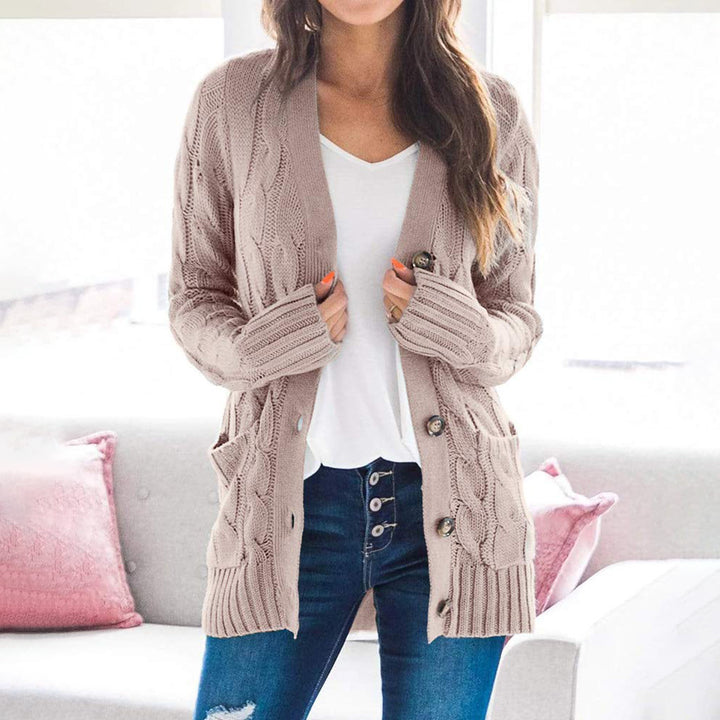 Damen Grobstrickjacke mit großen Knöpfen und praktischen Taschen Drune