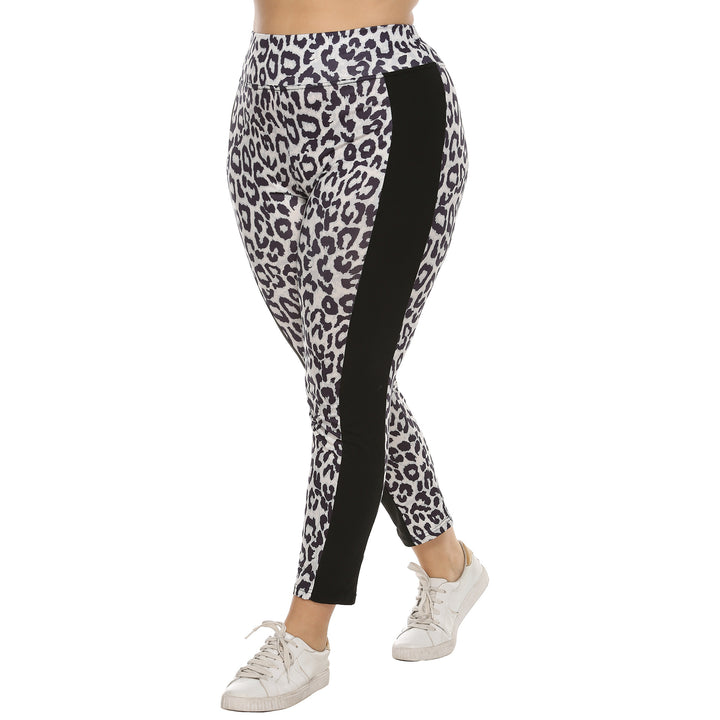 Damen figurbetonte Leggings mit Animal Print und seitlichen Kontraststreifen Drune