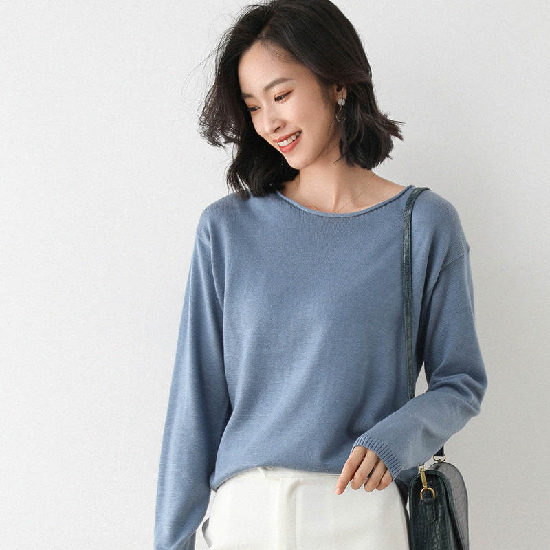 Damen Lässiger Feinstrick V-Ausschnitt Pullover mit überschnittenen Schultern Drune