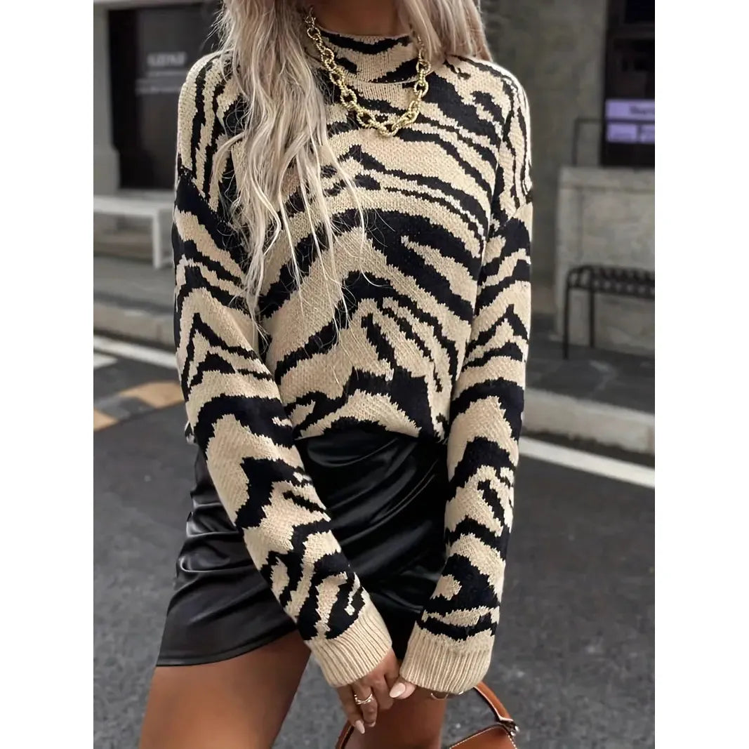 Drune | Eleganter Zebra-Jersey für Damen für Herbst und Winter
