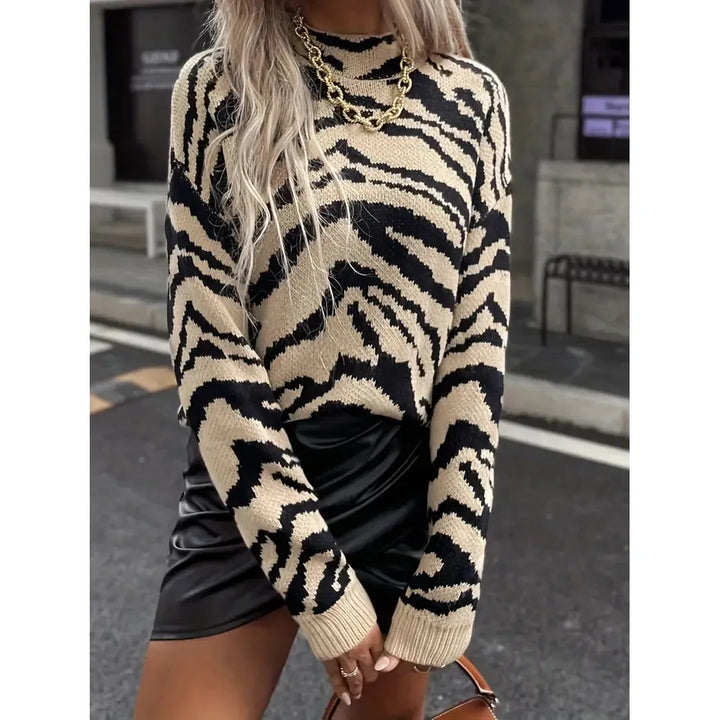 Drune | Eleganter Zebra-Jersey für Damen für Herbst und Winter