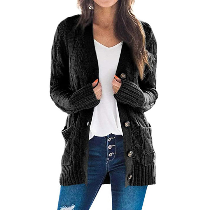 Damen Grobstrickjacke mit großen Knöpfen und praktischen Taschen Drune