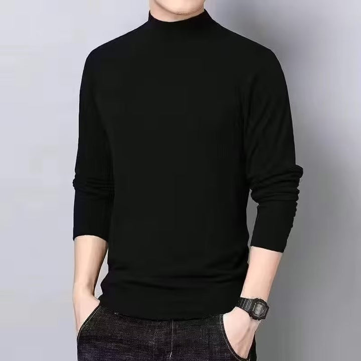 Herren-Langarmshirt mit Stehkragen, gefüttert